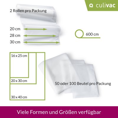 SET Professional 4 (feine Struktur): 100 Vakuumbeutel 16x25 cm + 100 Vakuumbeutel 20x30 cm + 100 Vakuumbeutel 30x40 cm